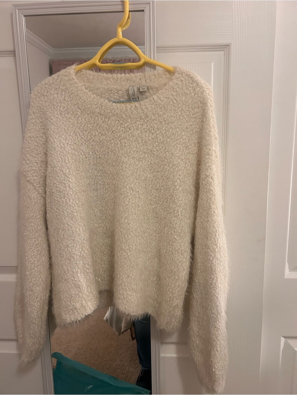 Joie Cream Fuzzy Crew Neck Sweater